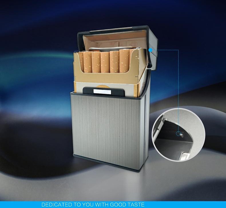 cigarettfodral i aluminiumlegering, 20-kapacitet, fukt- och krosstålig, unik present för män, konstruktion av metall aluminiumlegering snygg kreativ 2026 - $12.49 –P7
