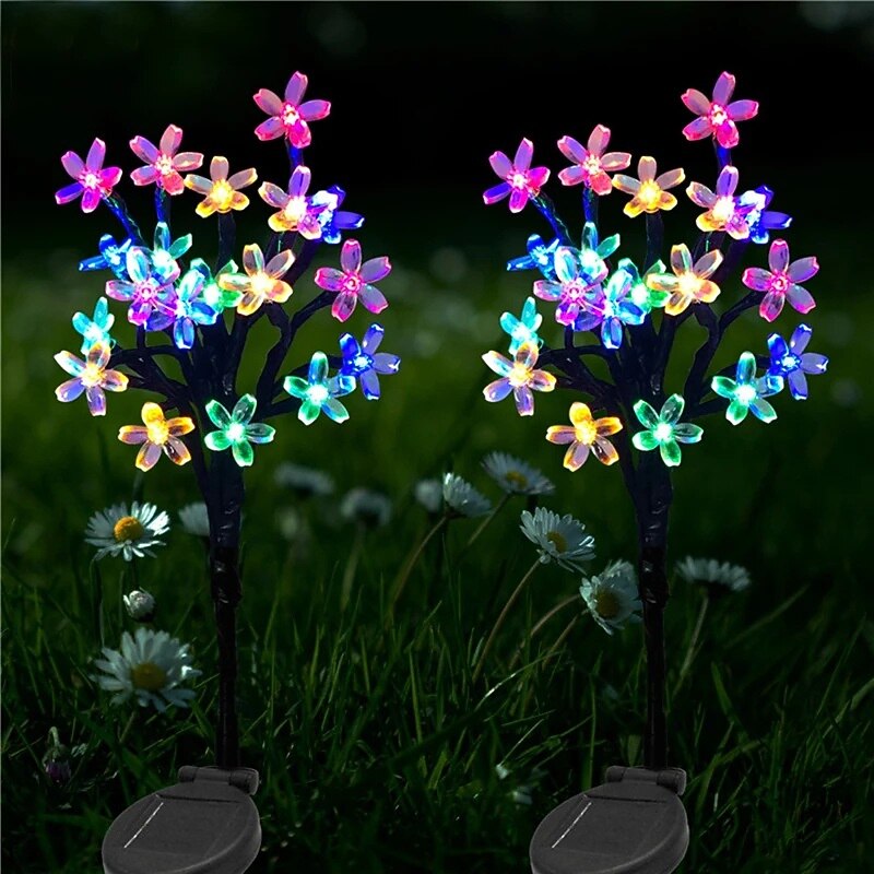 2 pezzi di luce solare per esterni a forma di fiore di ciliegio, colore bianco caldo, luce multicolore del 2026 a $53.99 –P11