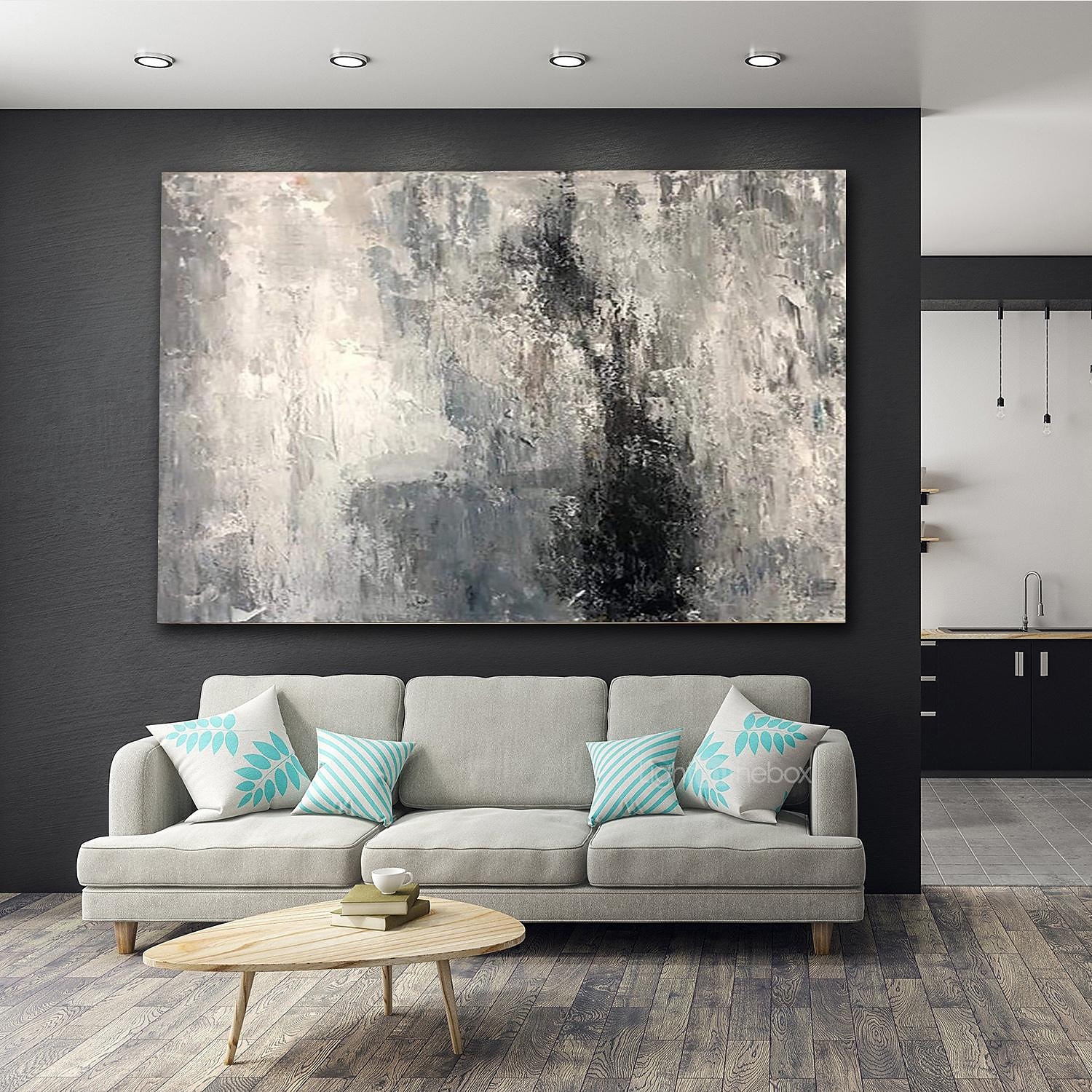 Hang-Painted öljymaalaus Maalattu Vaakatasoinen panoraama Abstrakti Maisema Moderni Ilman Inner Frame  (ei kehystä) 2025 - $122.99 –P3
