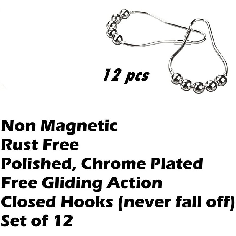 12 pcs Stainless Steel Curtain Hooks Bath Curtain Rollerball Shower Curtain Rings Hooks 5 Rollers Polished Satin Nickel Ball 2026 - $15.49 –P10