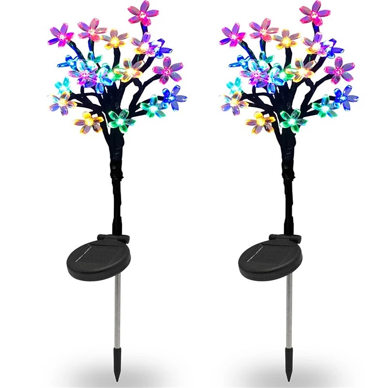 2 pezzi di luce solare per esterni a forma di fiore di ciliegio, colore bianco caldo, luce multicolore del 2026 a $53.99 –P12