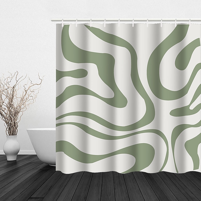 Sage Green Shower Curtain with Hooks Waterproof 180cm*180cm(70"*70")for Bathroom Liner Bath Decor Textured Fabric Shower Curtain Sets Machine Washable 2025 - $22.99 –P9
