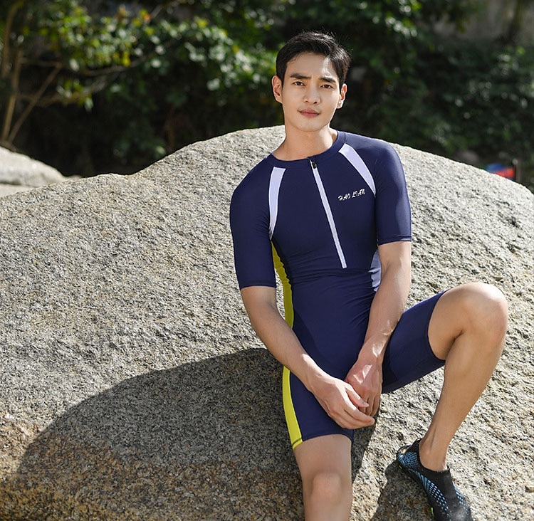 Voor heren Duikskin pak UV-zonbescherming Sneldrogend Lichtgewicht Korte mouw Zwempak Rits Aan De Voorzijde Zwemmen Duiken Surfen Snorkelen Strand Watersport Lapwerk Zomer 2025 - $36.99 –P4