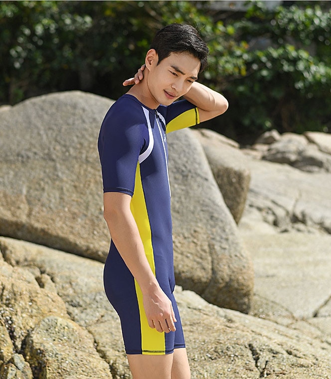 Voor heren Duikskin pak UV-zonbescherming Sneldrogend Lichtgewicht Korte mouw Zwempak Rits Aan De Voorzijde Zwemmen Duiken Surfen Snorkelen Strand Watersport Lapwerk Zomer 2025 - $36.99 –P5