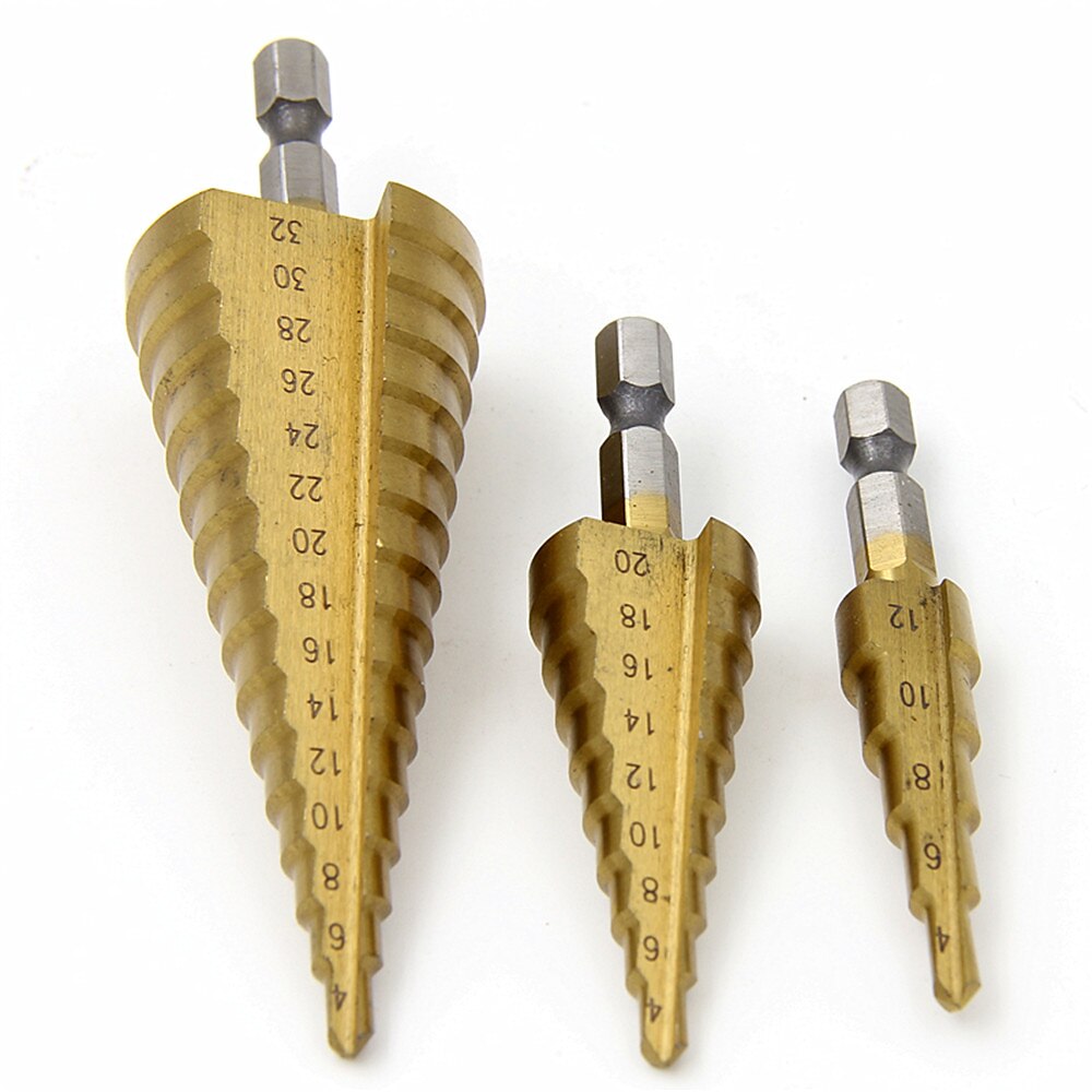 Step Drill Bits Nylon Bag Packing 3pcs HSS Straight  Grooved Core Cone 1/4 Hex Shank 4mm To 12mm 20mm 32mm Chamfer Hole Cut Cutter 2025 - $22.99 –P3
