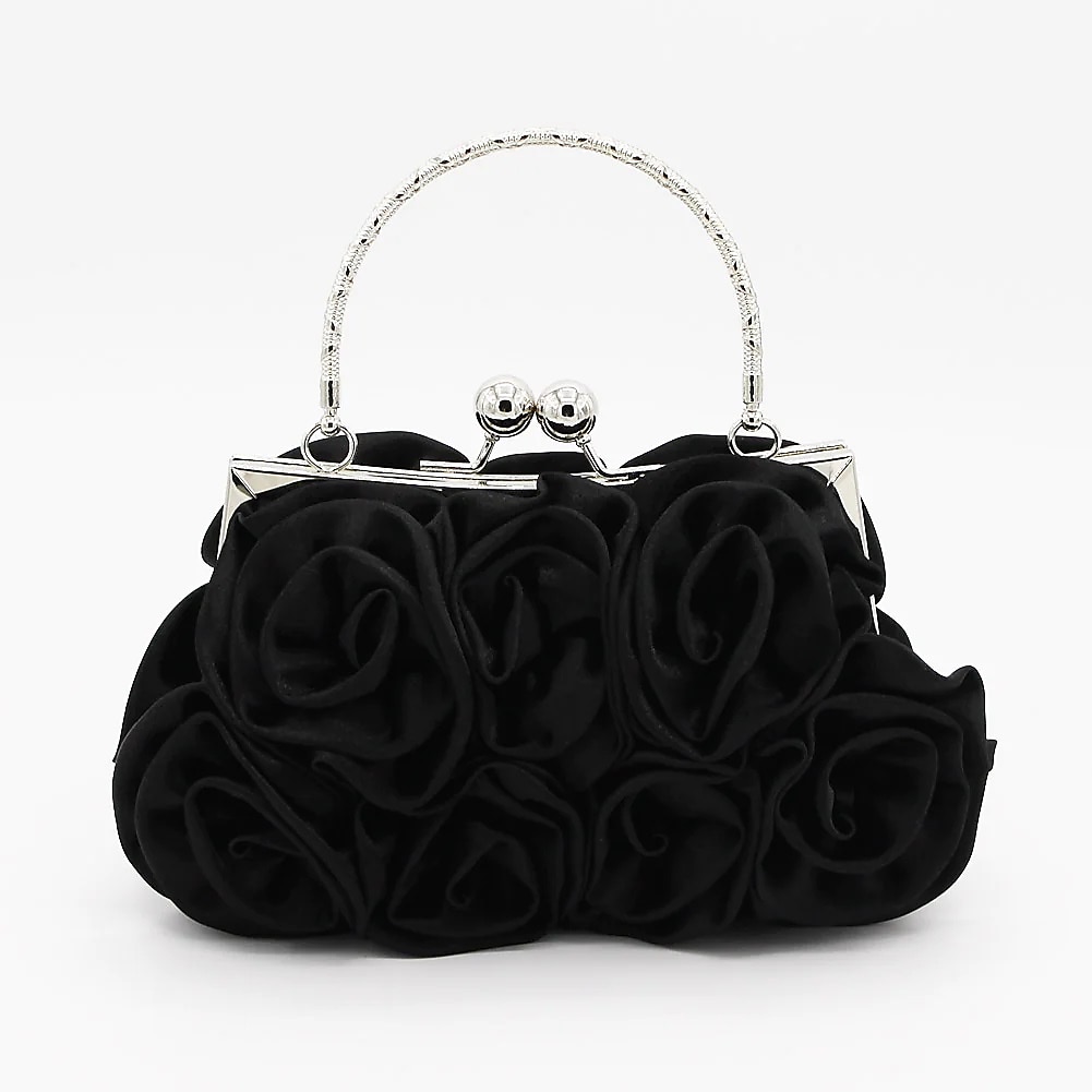 Elegant Red Floral Evening Clutch Bag – Vintage Rose Design with Silver Handle for Weddings, Proms, and Formal Events 2025 - $26.99 –P4