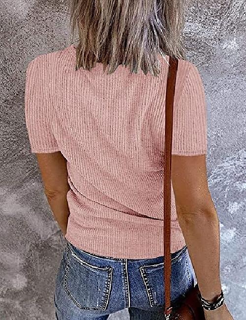 Women's Henley Shirt T shirt Tee Black White Pink Plain Button Short Sleeve Casual Daily Sexy Round Neck Regular S 2025 - $27.99 –P6
