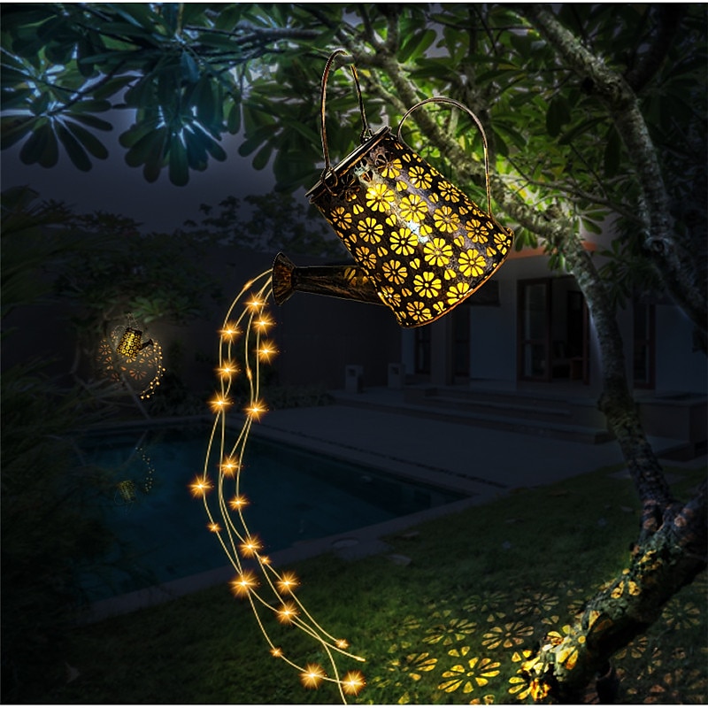 Outdoor Solar Watering Can Lights Hanging Kettle Lantern Light String Waterproof For Garden Yard Flower Bed Garland Decor Metal Retro Lamp 2025 - $26.99 –P7