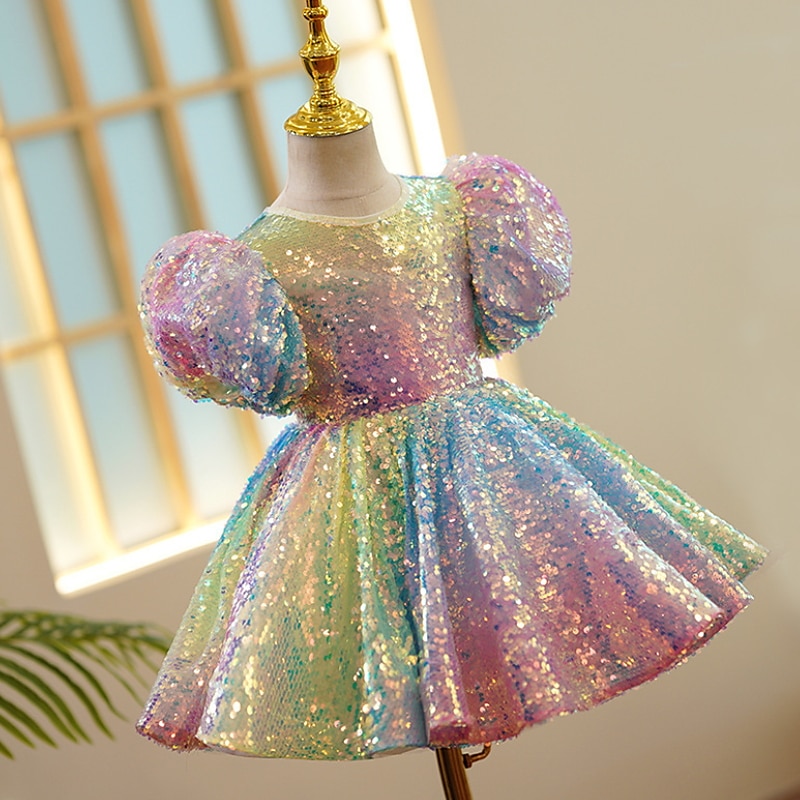 Girls' 3D colour Dress Short Sleeve Summer Spring Wedding Party Cute Princess Kids 3-12 Years A Line Dress Tulle Dress Maxi Regular Fit 2025 - $89.99 –P7