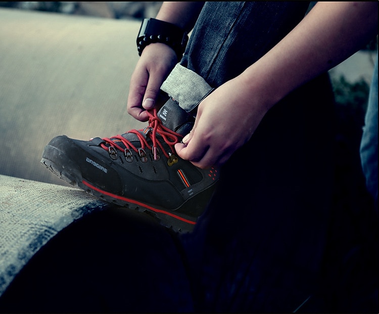 Botas de senderismo impermeables para hombre con cordones rojos: calzado de exterior duradero para terrenos difíciles 2025 - $99.99 –P7