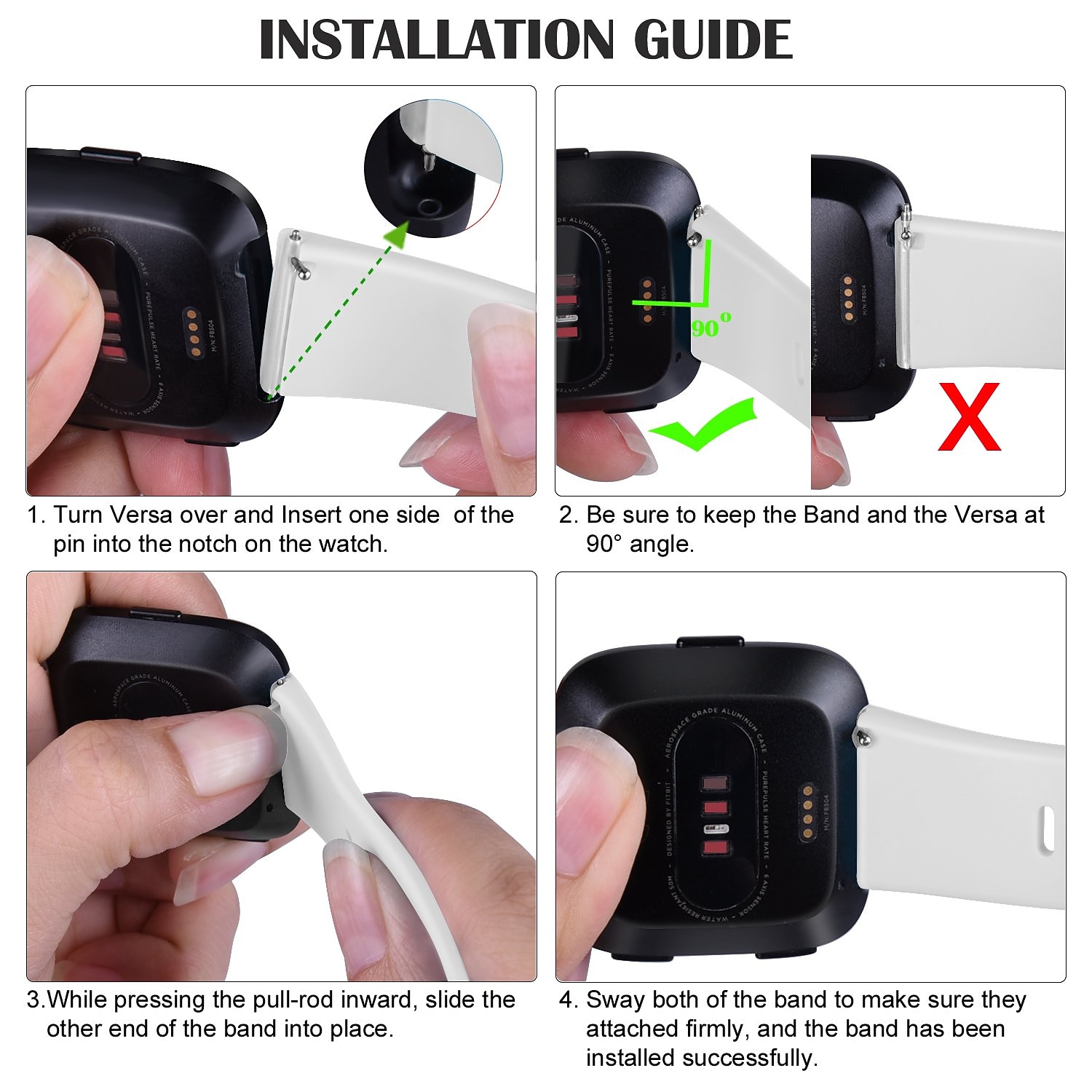 Pack Smart Watch Band Compatible with Fitbit Versa Versa