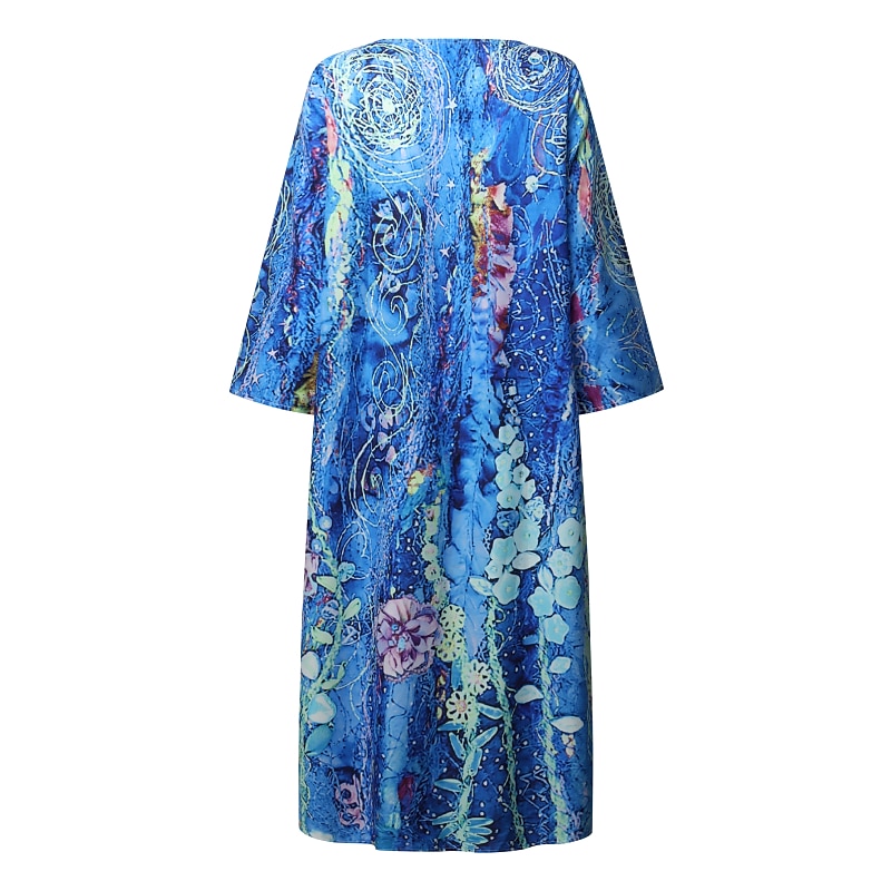 femmes plus la taille courbe robe décontractée robe droite robe midi impression v cou imprimer demi manches automne printemps travail décontracté genou longueur robe rendez-vous quotidien robe de 2025 ? $23.99 –P2