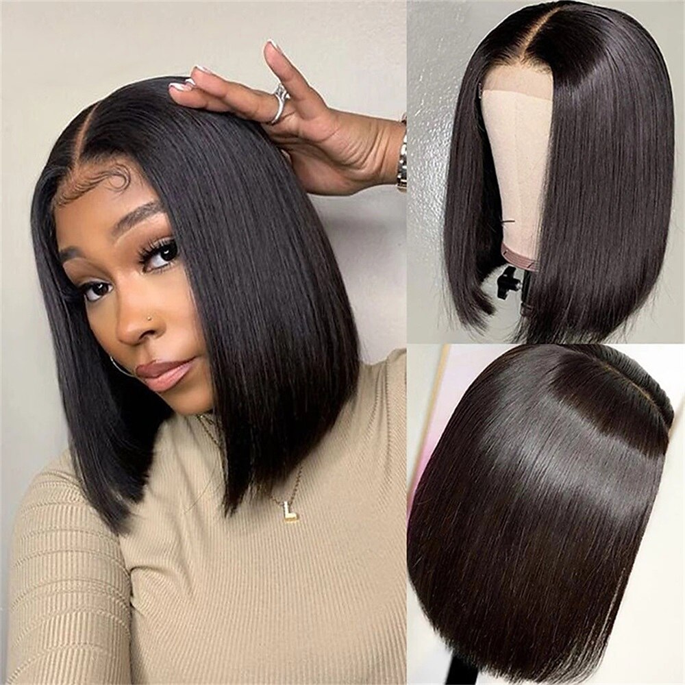 Short Bob Lace Front Wigs Human Hair for Black Women 150% Density Brazilian 4×4x1 T Part Lace Front Wigs Straight/Kinky Curly Human Hair Pre Plucked with Baby Hair Natural Hairline Wigs 8-16 Inch 2025 - $3.99 –P2