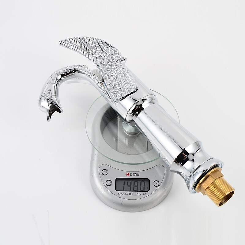 retro badkamer wastafel mengkraan messing swan shap, monobloc wasruimte wastafelkranen enkele handgreep een gat badrandcombinaties, mono watervat kraan warme en koude slang antiek 2025 - $145.99 –P3