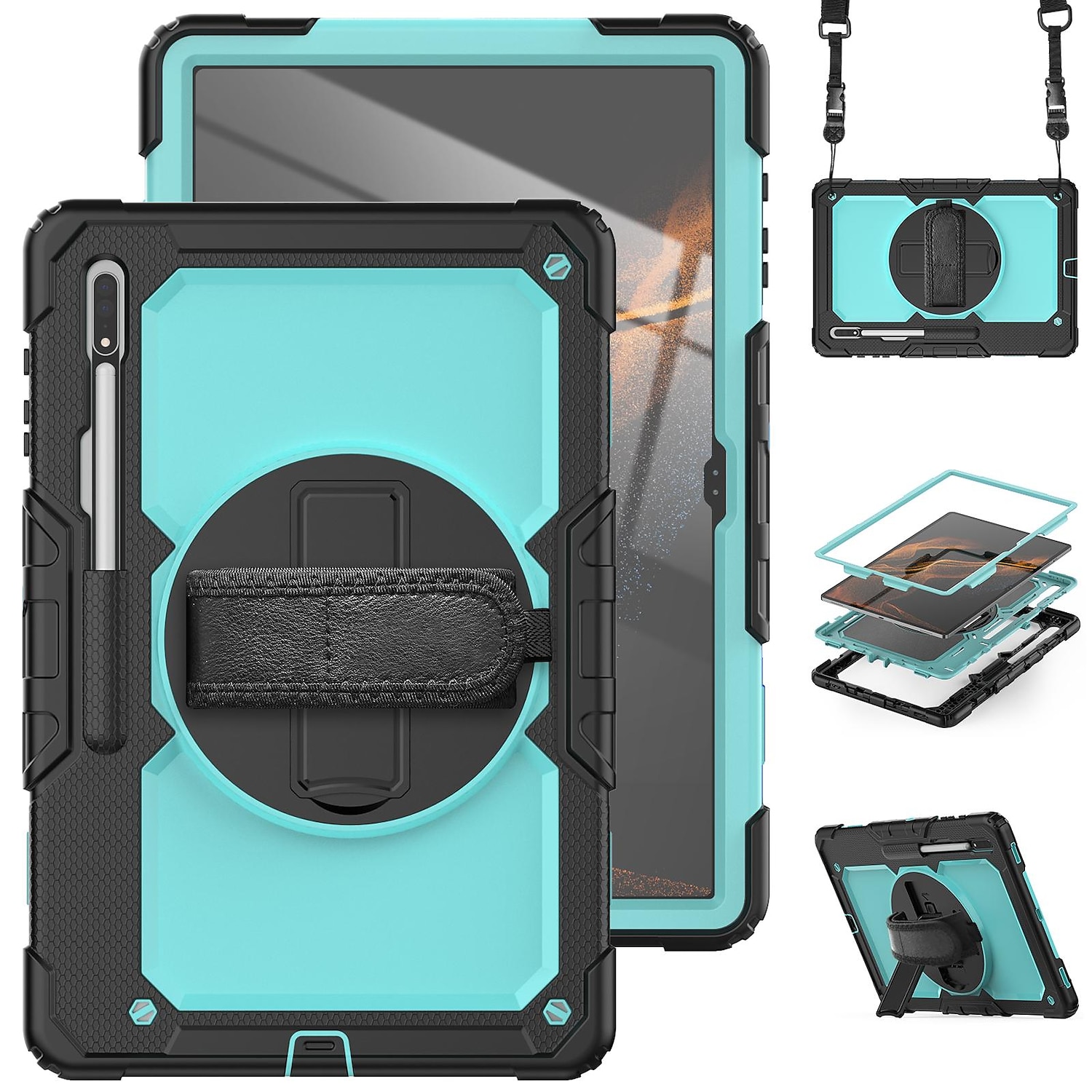 Tablet Case Cover For Samsung Galaxy Tab S8 S7 S6 A8 A7 A Ultra Plus FE Lite 14.6" 12.4" 11" 10.5" 10.4" 8.7" 8.0" 2022 2021 2020 2019 Portable with Stand Pencil Holder Solid Colored PC 2025 - $33.99 –P9