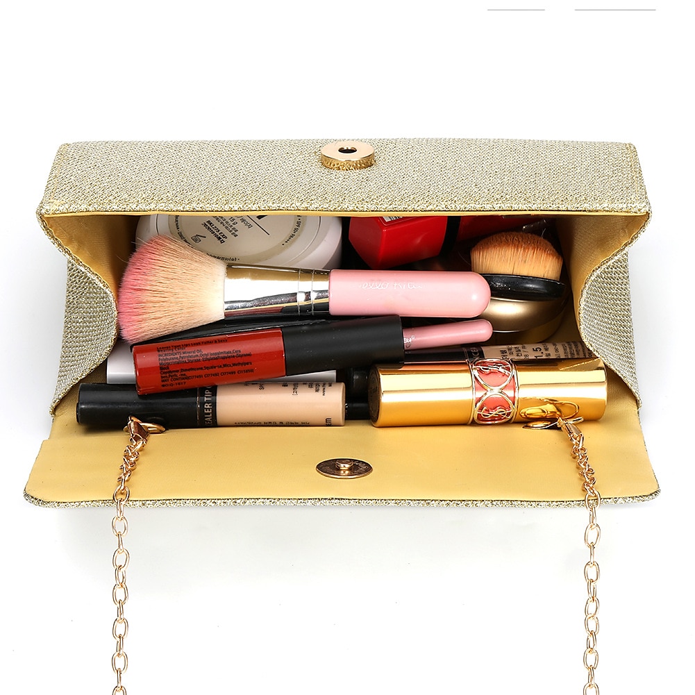 sølvglitter clutch-veske for kvinner – elegant kveldsveske med kjedestropp for bryllup, fester og formelle arrangementer 2025 - $19.99 –P8