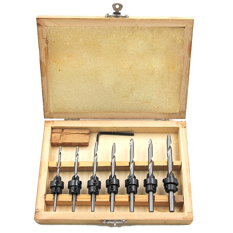 Countersink Drill Bits With Adjustable Depth Stop Collar Wood Woodworking 7pc Drilling Hole Saw 4 Flute 2025 - $13.99 –P9