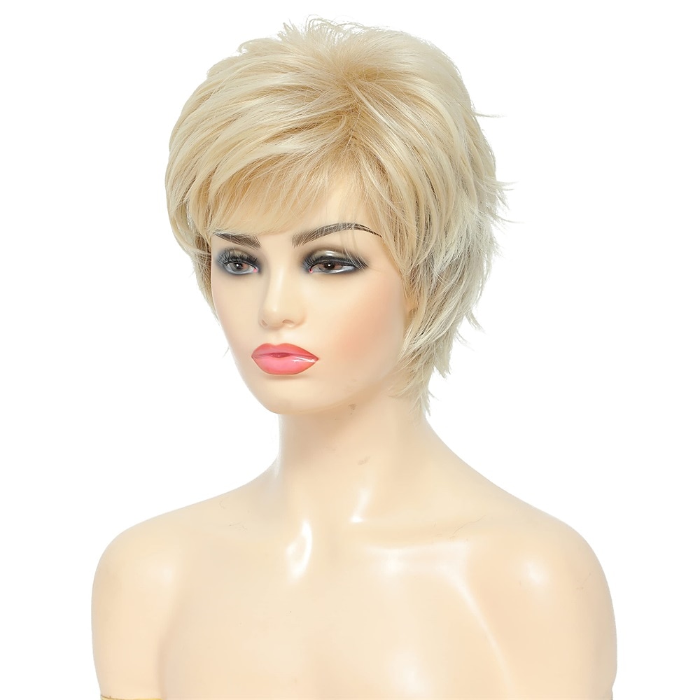 parrucche pixie cut parrucca grigia corta argento omber grigio parrucche ondulate pixie cut per donne bianche con frangetta capelli sintetici naturali del 2025 a $23.99 –P18