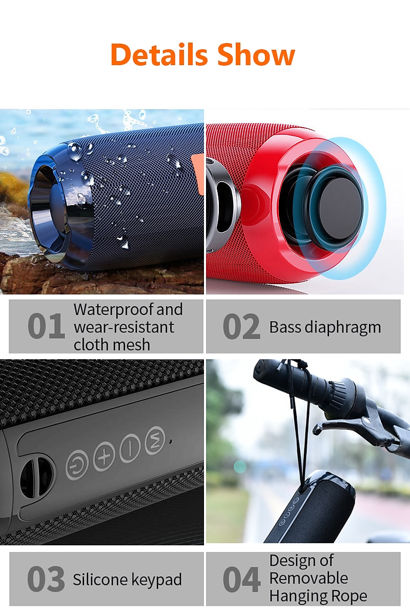 Portable Bluetooth Speaker Wireless Bass Subwoofer Waterproof Outdoor Speakers Boombox AUX TF USB Stereo Loudspeaker Music Box Valentine's Day Gift 2026 - $25.99 –P16