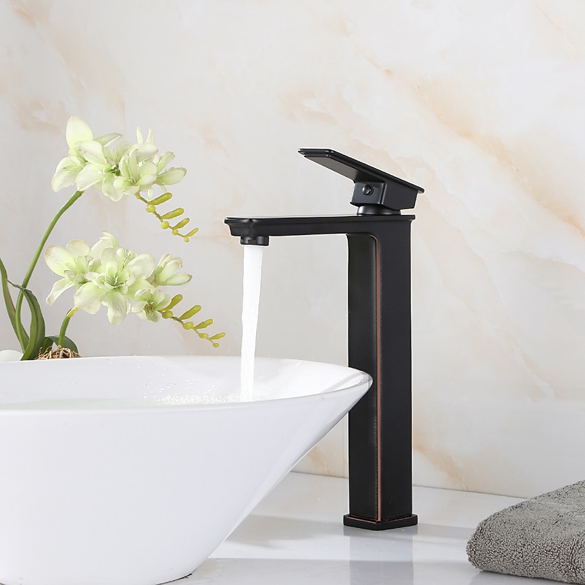 Black Bathroom Faucet Tall Single Handle Bathroom Vessel Sink Faucet Rv Lavatory Vessel Faucet Basin Mixer Tap Solid Brass/Matte Black 2025 - $210.59 –P5