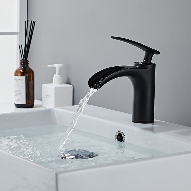 Bathroom Sink Faucet - Waterfall Electroplated Centerset Single Handle One HoleBath Taps 2025 - $97.99 –P5