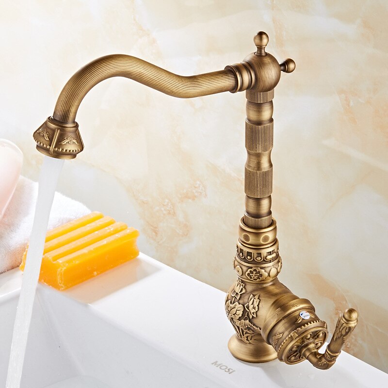 rubinetto miscelatore per lavello da cucina tradizionale, rubinetti monocomando in ottone anticato rubinetto da cucina in stile vintage retrò con beccuccio standard montato sul ponte con tubo freddo e caldo del 2026 a $226.79 –P6