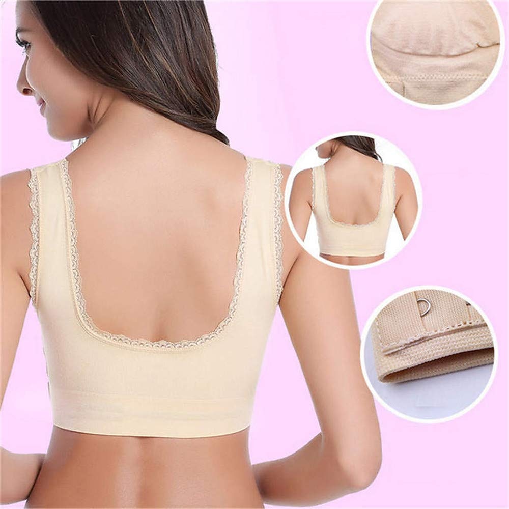 Sujetadores deportivos de encaje de gran tamaño para mujer, sujetador sin aros con hebillas laterales cruzadas en la parte delantera, ropa deportiva para hacer yoga y hacer ejercicio en casa 2025 - $11.49 –P15