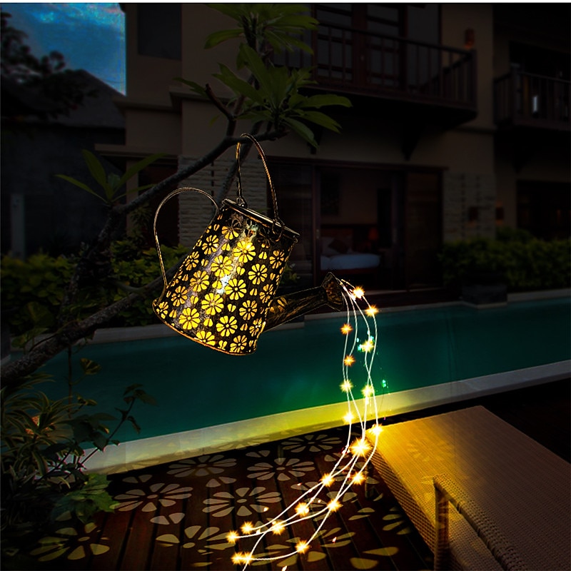 Outdoor Solar Watering Can Lights Hanging Kettle Lantern Light String Waterproof For Garden Yard Flower Bed Garland Decor Metal Retro Lamp 2025 - $26.99 –P6