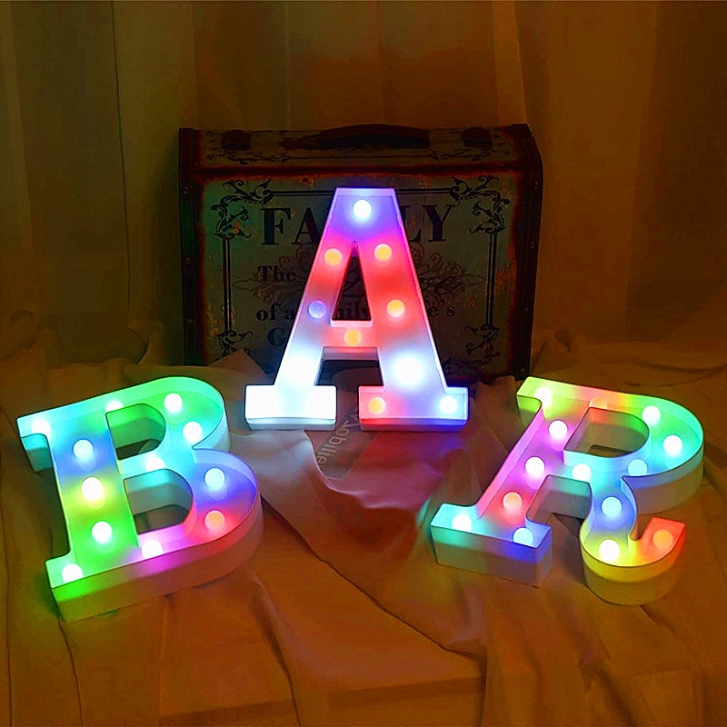 LED lettre lumières signe 26 lettres alphabet avec télécommande allumer des lettres signe coloré pour veilleuse mariage/fête d'anniversaire alimenté par batterie lampe de noël bar à la maison de 2025 ? $14.49 –P17