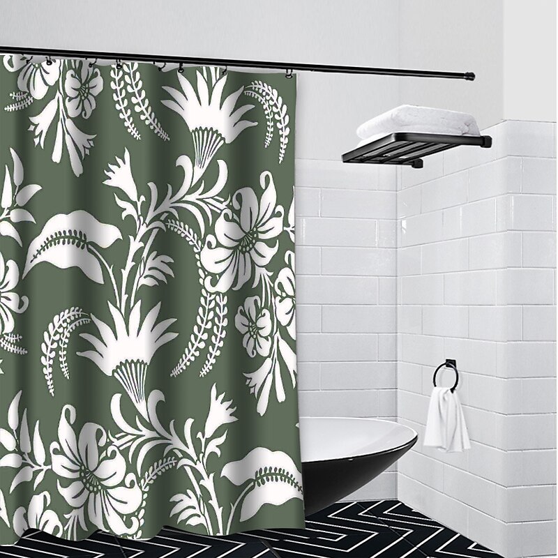 Sage Green Shower Curtain with Hooks Waterproof 180cm*180cm(70"*70")for Bathroom Liner Bath Decor Textured Fabric Shower Curtain Sets Machine Washable 2025 - $22.99 –P5