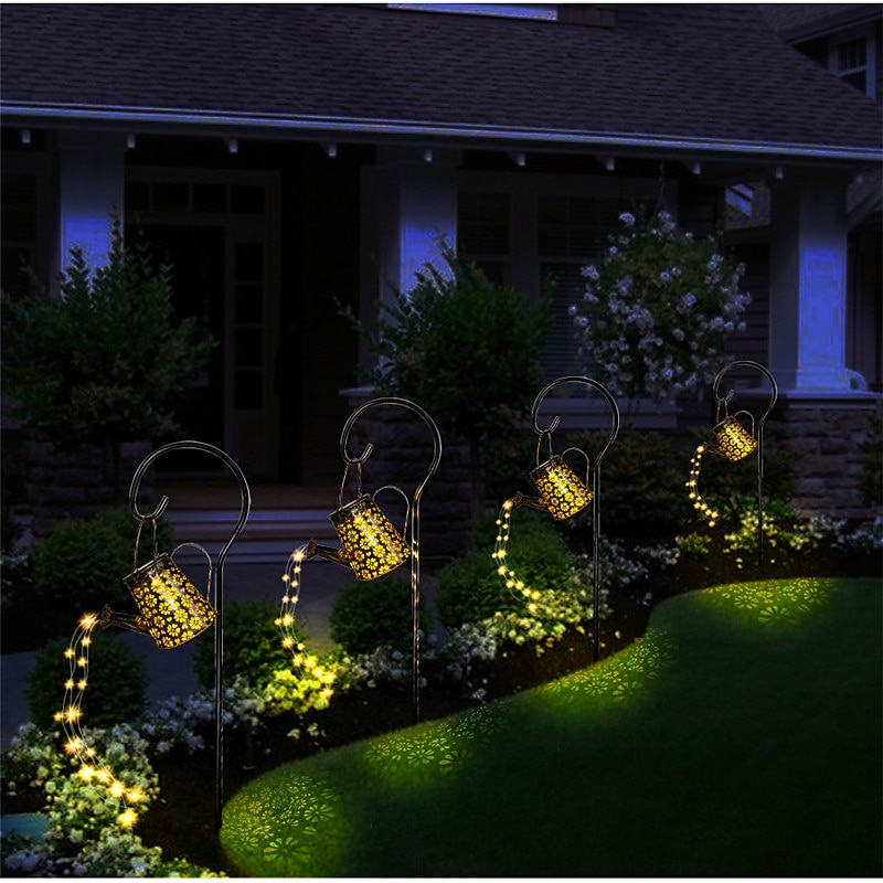 Outdoor Solar Watering Can Lights Hanging Kettle Lantern Light String Waterproof For Garden Yard Flower Bed Garland Decor Metal Retro Lamp 2025 - $26.99 –P5