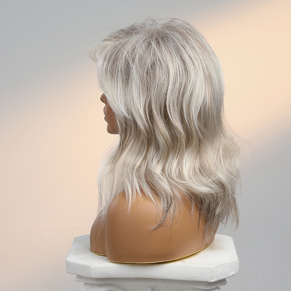 Смесь человеческих волос Парик Средние Естественные волны Боковая часть Стрижка каскад Ассиметричная стрижка С чёлкой Блондинка Косплей Курильщик и выпрямитель Природные волосы Без шапочки-основы 2025 - $104.99 –P7