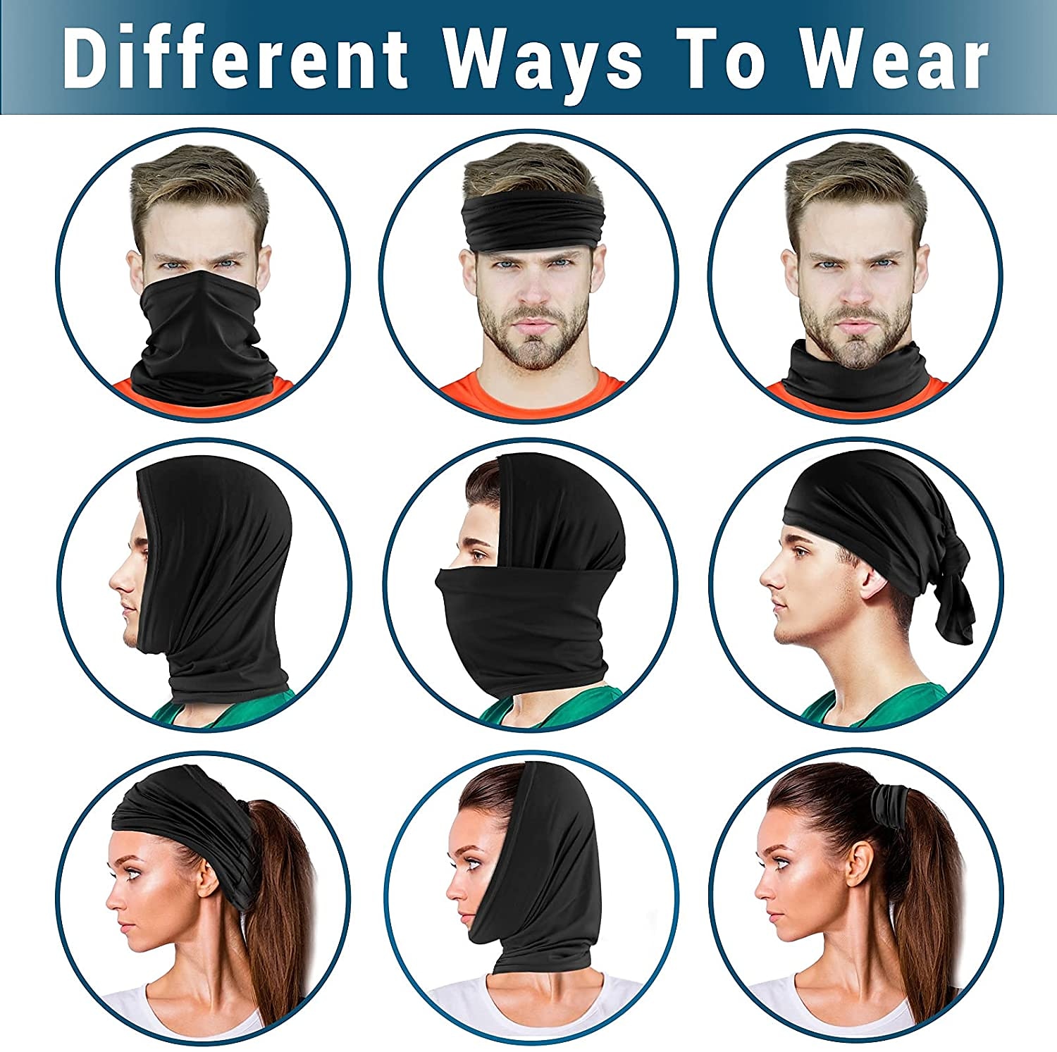 Cooling Neck Gaiter Balaclava Face Mask Neck Tube Scarf Face Cover Solid Color Sunscreen Breathable UV Protection Quick Dry Dust Proof Bandanas Bike / Cycling Black Summer for Men's Women's Outdoor 2025 - $6.99 –P3