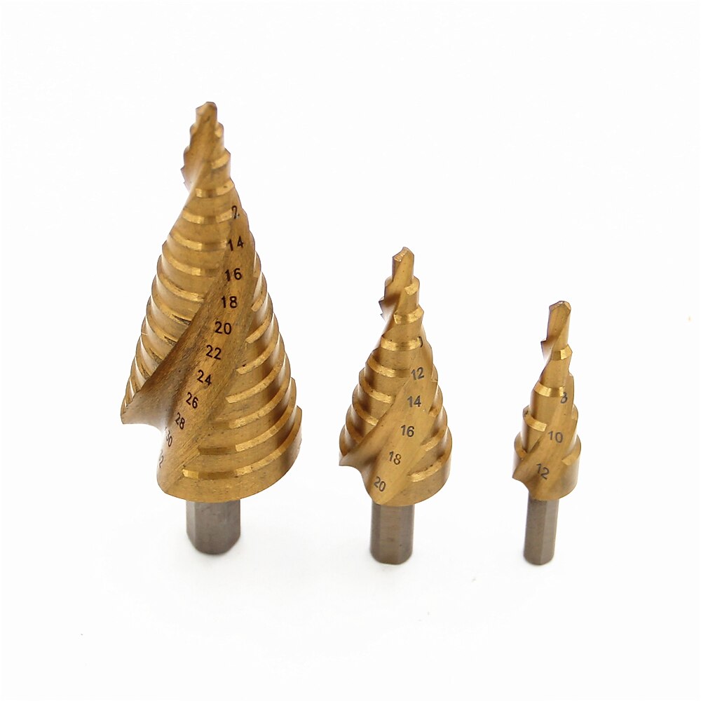 3pcs HSS Step Drill Bits Triangular Spiral Grooved Core Cone 4mm To 12mm 20mm 32mm Chamfer Hole Cut Cutter 2025 - $26.99 –P6