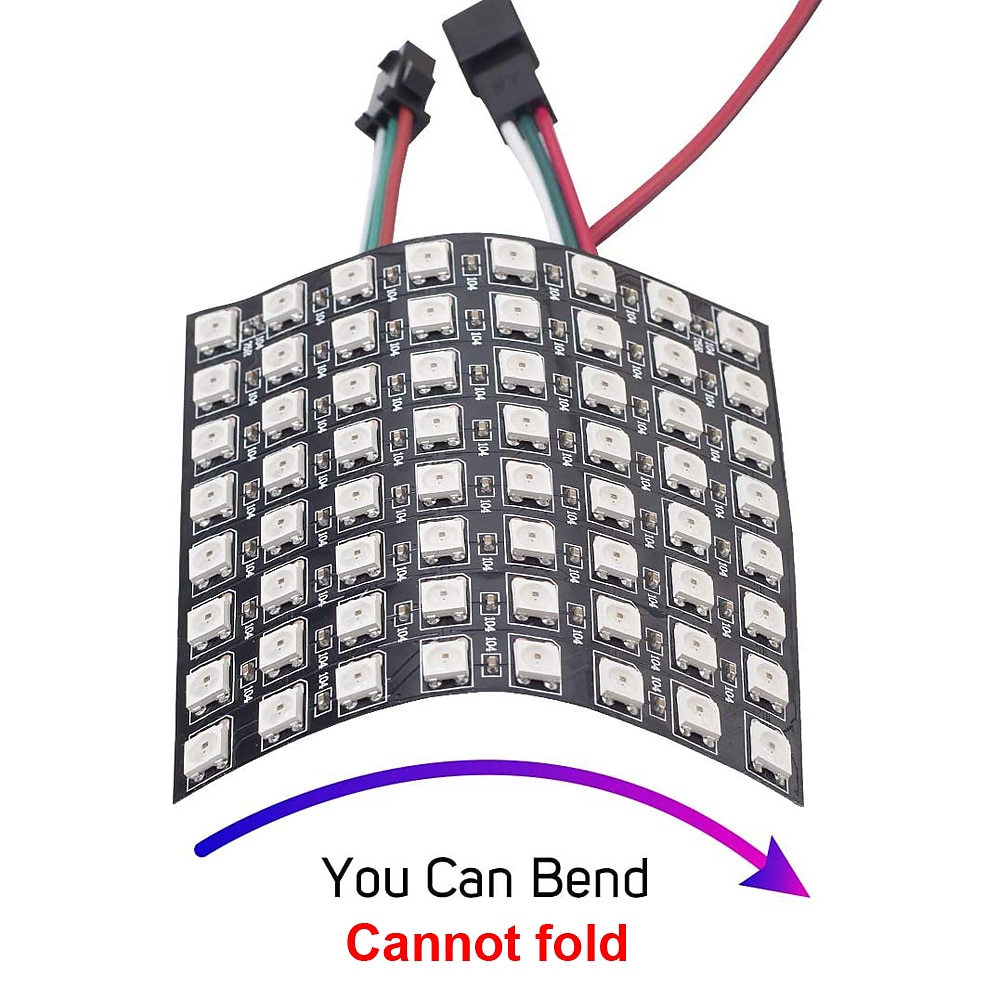 WS2812B RGBIC 5050SMD LED Matrix Panel 256 Pixels Individually Addressable Programmable Digital LED Display Matrix Panel Flexible FPCB for Arduino Raspberry Image Video Text DC5V 2024 - $8.99 –P7