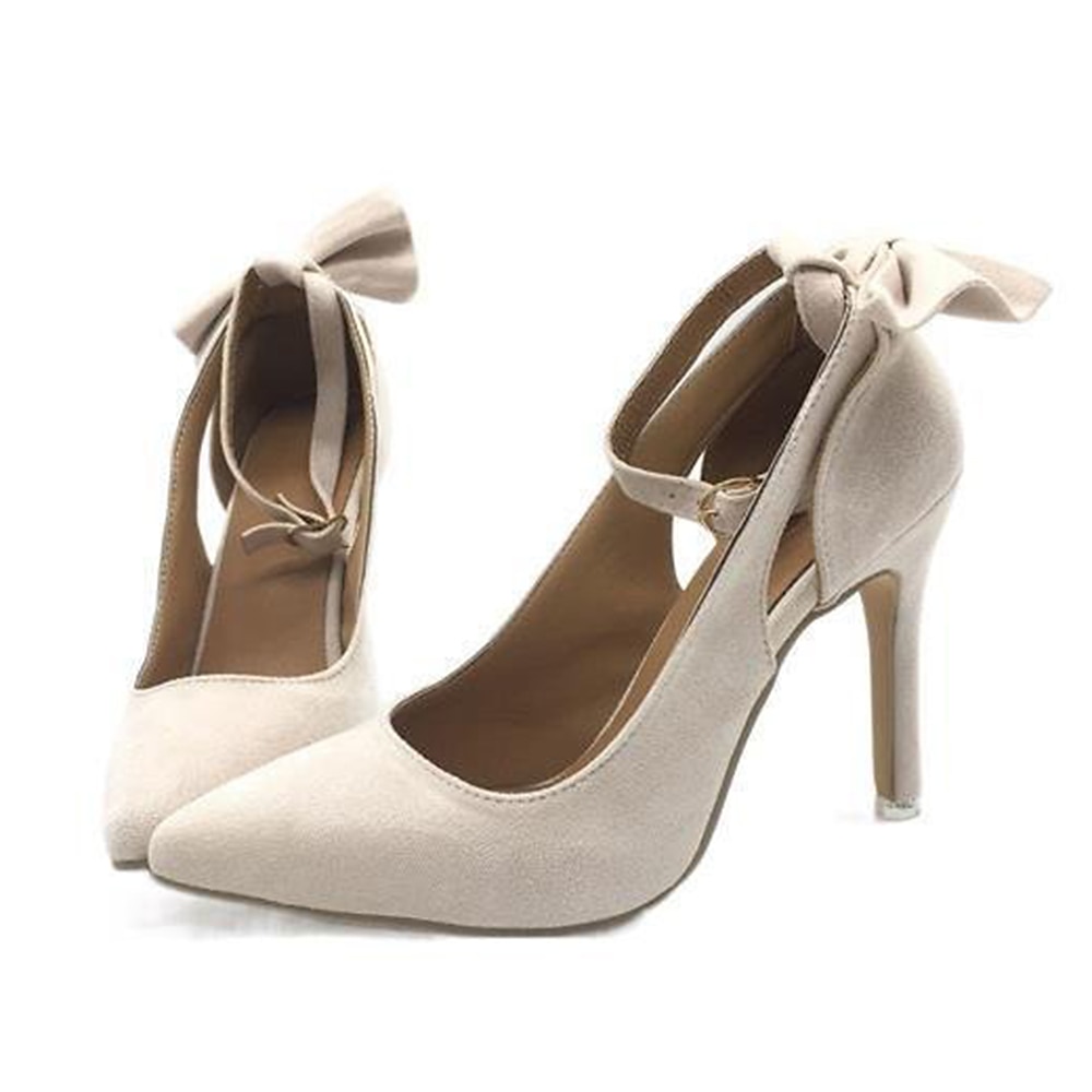 женские красные туфли на шпильке с бантом и ремешком на щиколотке - элегантные замшевые туфли для вечеринок 2026 - $42.99 –P1