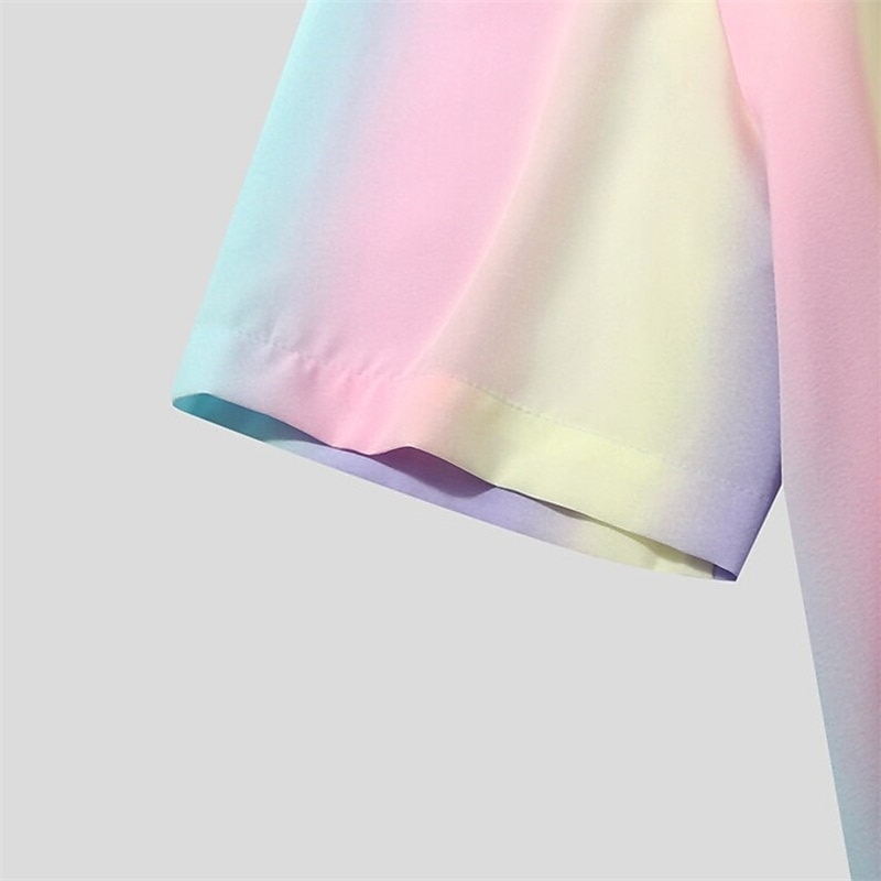 Per uomo Camicia Camicia estiva Camicia con bottoni Camicia da campo Camicia cubana Viola Arcobaleno Manica corta Stampe astratte Collo ripiegabile Strada Informale Bottone giù Abbigliamento Di del 2025 a $23.99 –P5