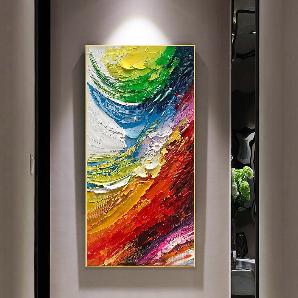 olieverfschilderij 100% handgemaakte handgeschilderde kunst aan de muur op canvas verticale kleurrijke abstracte moderne woondecoratie decor gerold canvas geen frame niet uitgerekt 2025 - $100.99 –P5
