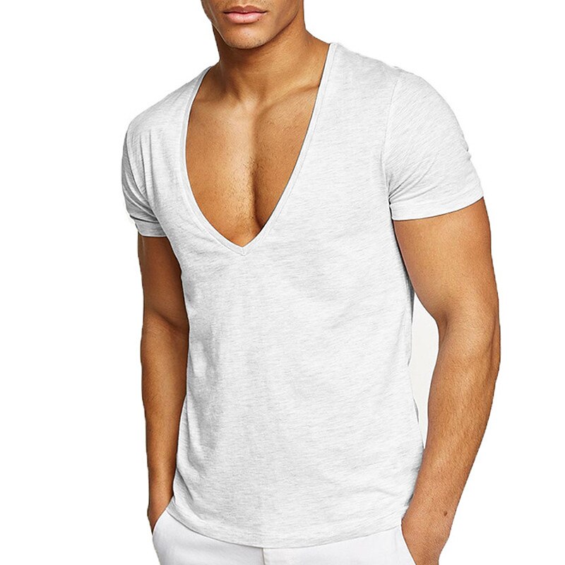Men's T Shirt Short Sleeve V Neck Summer Plain Sports Fashion Lightweight Vacation Casual Holiday Black White Red Top Tee for Men 2025 - GBP £11 –P5