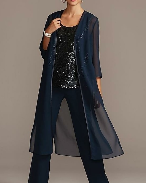 Cape en mousseline de soie à manches 3/4 pour soirée de fête, mère de la mariée, invité de mariage, robe de mariée simple et pure pour impressionner 2025 de 2025 ? $36.99 –P1