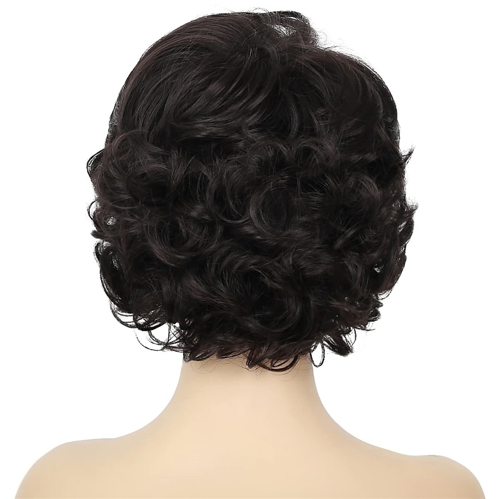 parrucca da vecchia signora capelli corti ricci grigi con frangetta parrucche piene cosplay resistenti al calore capelli sintetici naturali del 2025 a $27.99 –P17