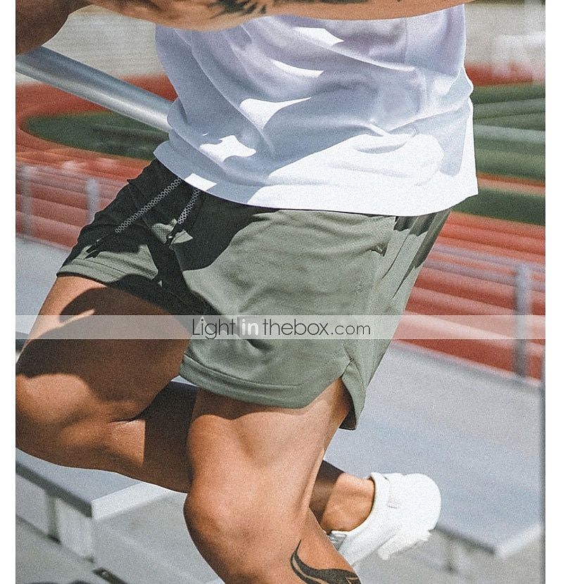 Men's Sports Outdoor Athletic Breathable Quick Dry Moisture Wicking 2 in 1 with Phone Pocket Liner Solid Colored Activewear Dark Grey Black Stretchy 2025 - $12.99 –P3