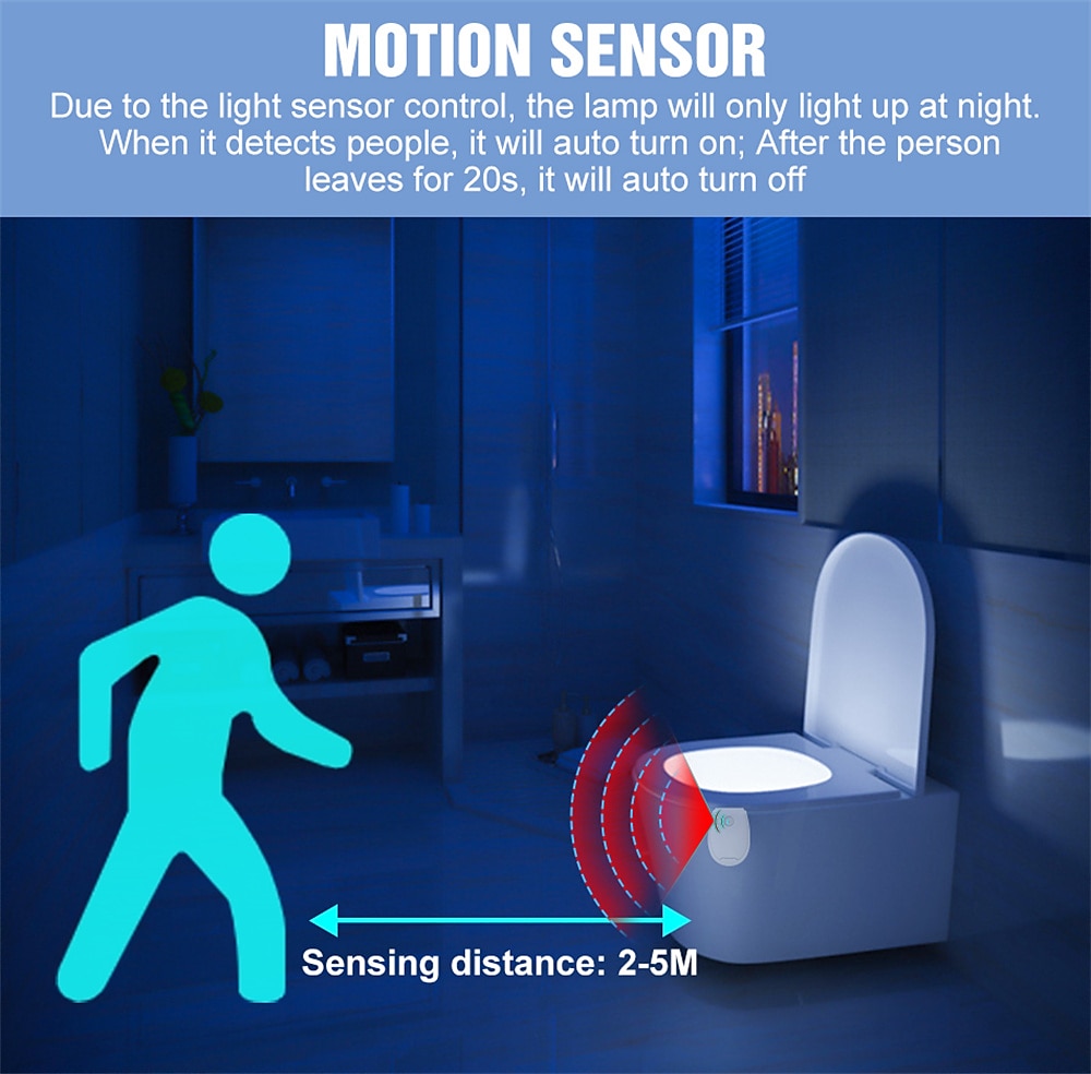 Smart PIR Motion Sensor Toilet Seat Night Light 8 Colors Waterproof  Backlight For Toilet Bowl LED Luminaria Lamp WC Toilet Light