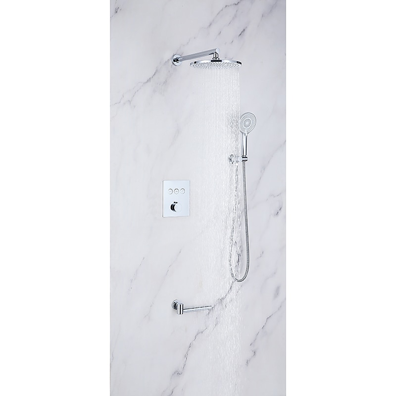 10 Inch Round Shower Faucets Sets,3-Function Matte Black / Chrome Complete with Brass Shower Head and Solid Brass Handshower Mount Inside Rainfall Shower Head System 2025 - $566.99 –P1