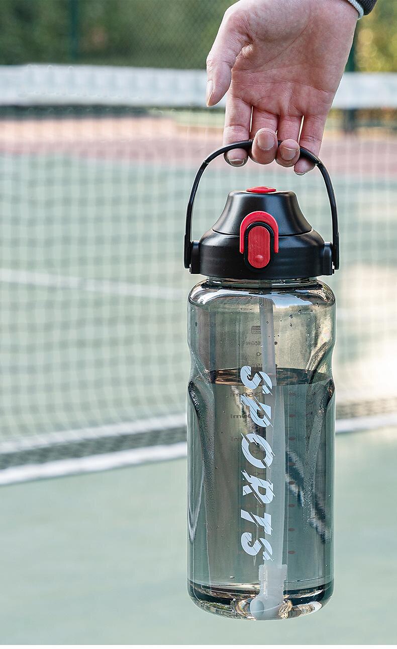 1500ml Water Bottles Large Capacity Plastic Clear Sports Drink Bottle Gym  Fitness Ton Cup With Portable Handle And Rope