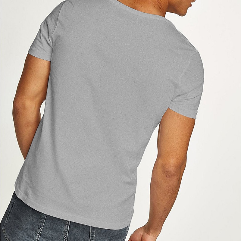 Men's T Shirt Short Sleeve V Neck Summer Plain Sports Fashion Lightweight Vacation Casual Holiday Black White Red Top Tee for Men 2025 - GBP £11 –P4