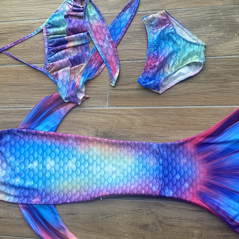 Enfants Fille Trois pièces Maillots de bain sirène Maillot de Bain Plage Natation Bloc de couleur à imprimé arc-en-ciel Actif Imprimer Maillots de bain 3-10 ans Eté Rose Claire Rose poussiéreuse de 2025 ? $36.99 –P4