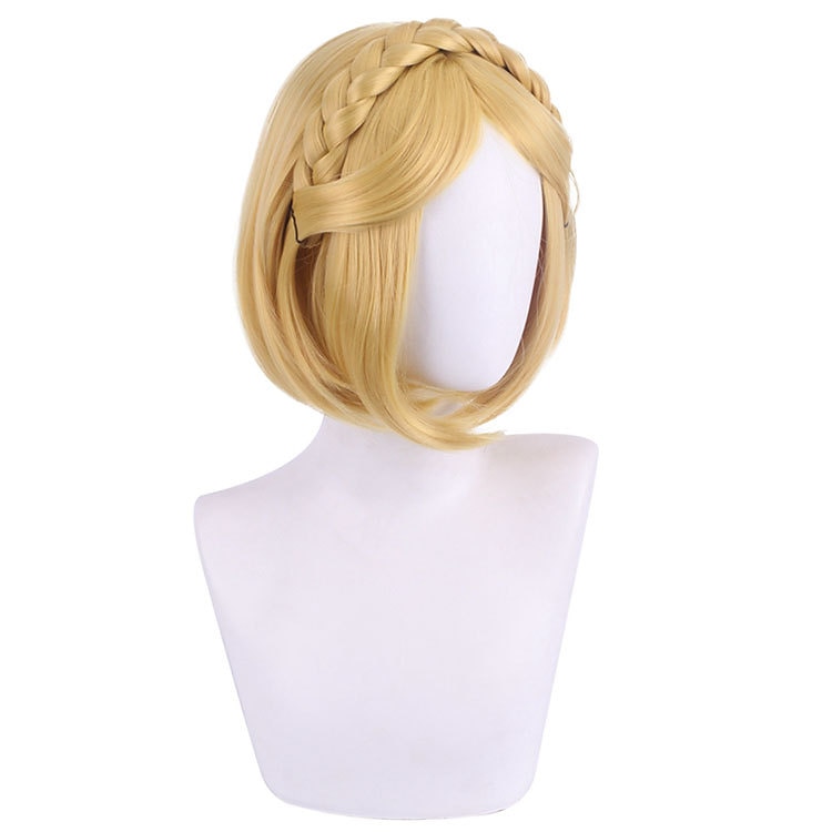 blonďatá bobová paruka legenda o Zeldě Zelda cosplay paruky dámský bob cop 14palcový tepelně odolný vlákno kudrnatá spletená blondýnka anime pro dospělé anime paruka halloweenská paruka 2025 - $17.99 –P4