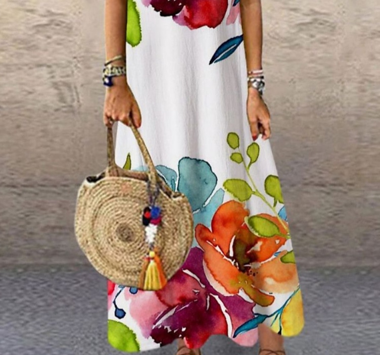 Women's Maxi Dress Casual Dress Sundress Shift Dress Fashion Vacation Party Casual Regular Fit Floral Print Sleeveless Crew Neck Rainbow Summer Spring Fall Autumn 2025 - $36.99 –P3