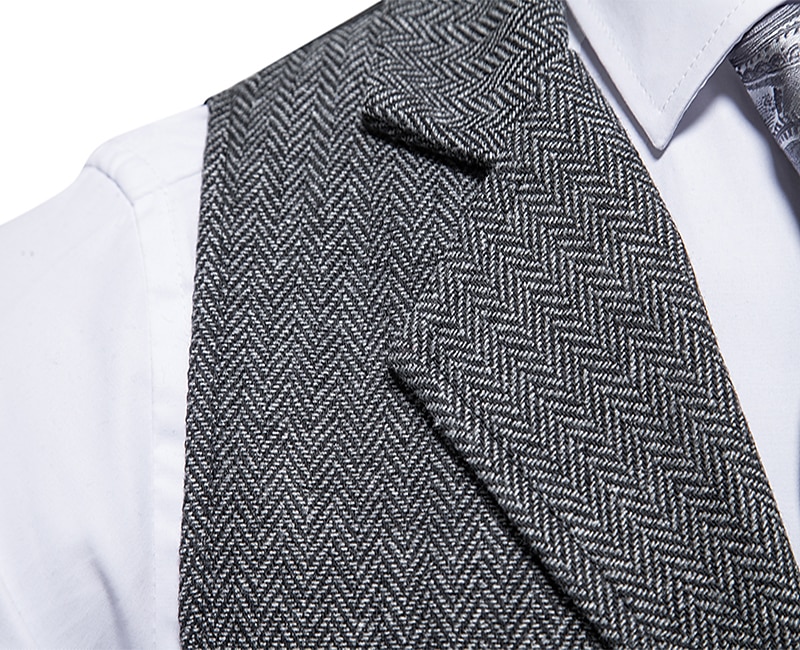 Men's Vest Waistcoat Wedding Party / Evening Vintage Retro Spring Fall Pocket Polyester Warm Solid Color Single Breasted Regular Fit Navy Blue Dark Green Coffee Gray Vest 2026 - $40.99 –P9